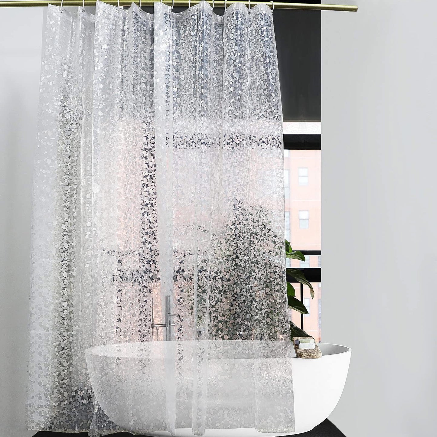 Kdkad Shower Curtain, 31.5×71 Inch Shower Curtain Liner, Waterproof Plastic Shower Liner, Cute Lightweight Shower Curtain for Bathroom 71×59 in White
