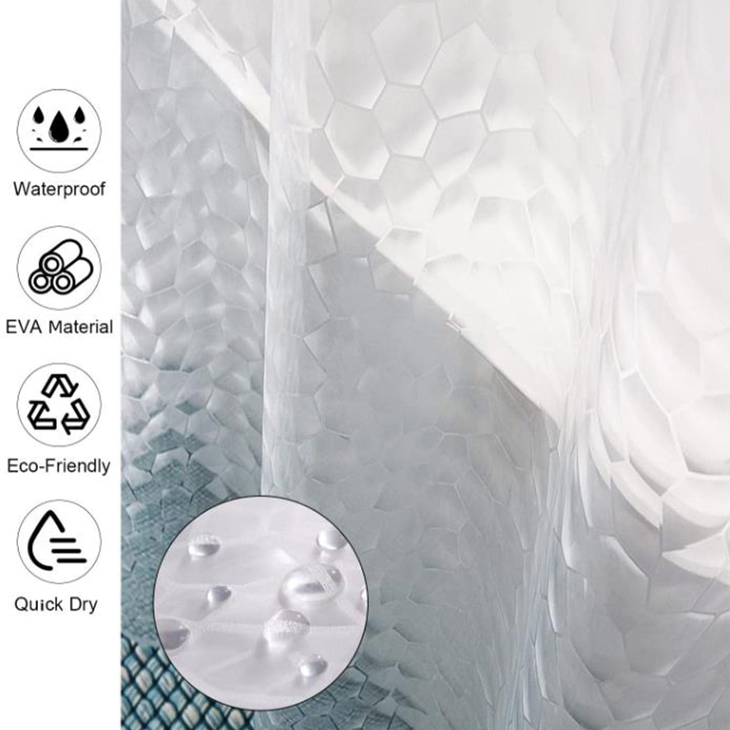 Kdkad Shower Curtain, 31.5×71 Inch Shower Curtain Liner, Waterproof Plastic Shower Liner, Cute Lightweight Shower Curtain for Bathroom 71×59 in White