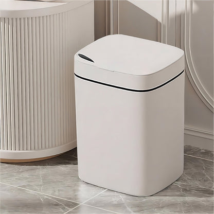 Darzheoy Bathroom Smart Touchless Trash Can 2.6 Gallon Automatic Motion Sensor Rubbish Can with Lid Electric Narrow Small Garbage Bin for Kitchen, Office, Living Room, Toilet, Bedroom White