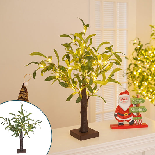 Chmadoxn Green Leaf Birch Tree with LED Lights, Artificial Tree Lamp, DIY Birch Tree with LED Lights, Lighted up Tree Lamp Battery Powered, Light Spirit Tree for Table Home Wedding Bedroom Christmas As Show E