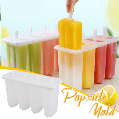 Darzheoy Popsicle Molds 4 Cavities BPA Free Silicone Popsicle Molds, Ice Molds Silicone Popsicle Maker Homemade Ice Cream Mold, Reusable Multicolor