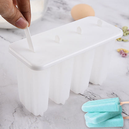 Darzheoy Popsicle Molds 4 Cavities BPA Free Silicone Popsicle Molds, Ice Molds Silicone Popsicle Maker Homemade Ice Cream Mold, Reusable Multicolor