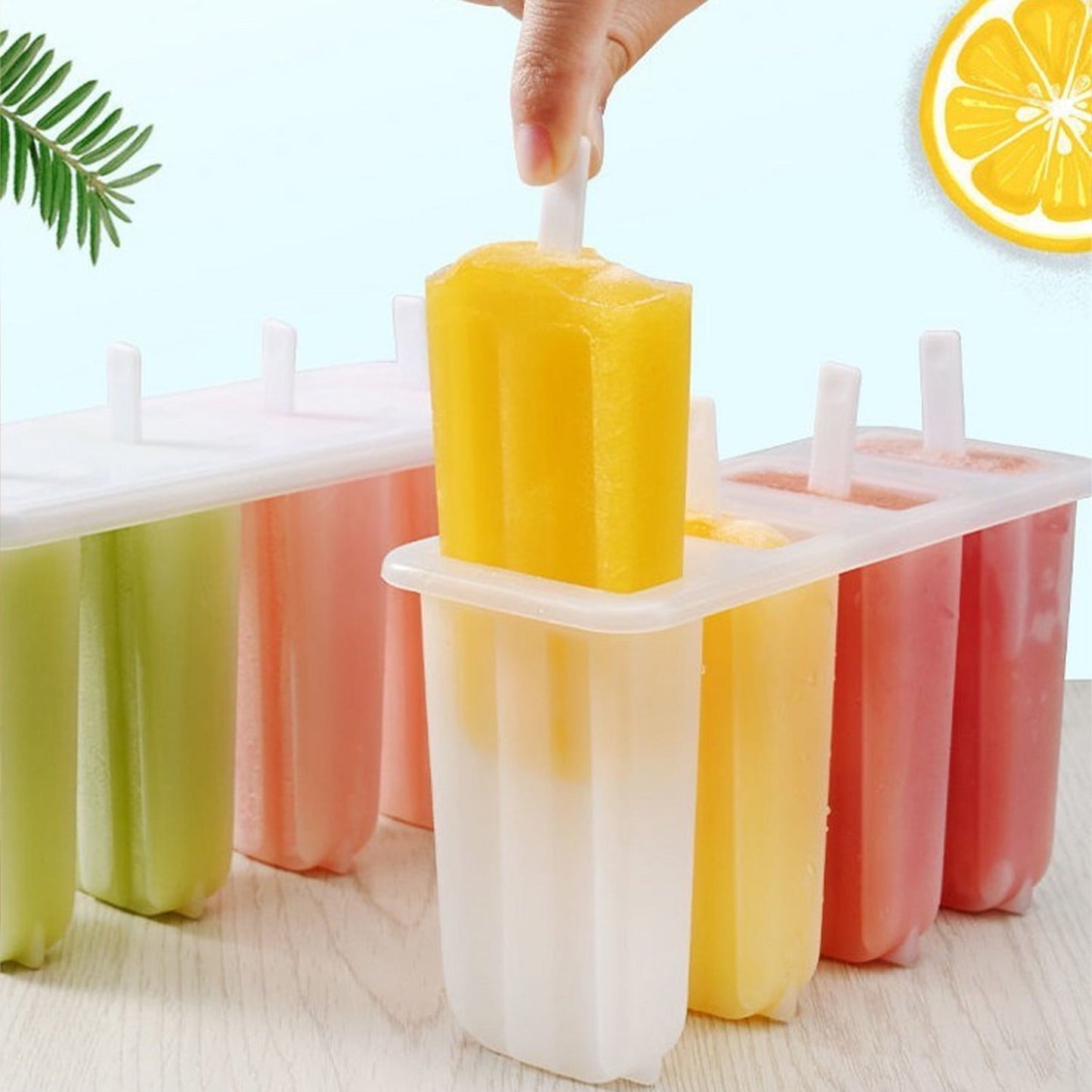 Darzheoy Popsicle Molds 4 Cavities BPA Free Silicone Popsicle Molds, Ice Molds Silicone Popsicle Maker Homemade Ice Cream Mold, Reusable Multicolor