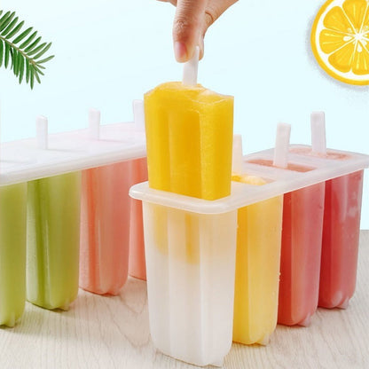 Darzheoy Popsicle Molds 4 Cavities BPA Free Silicone Popsicle Molds, Ice Molds Silicone Popsicle Maker Homemade Ice Cream Mold, Reusable Multicolor