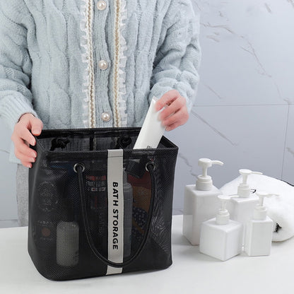 Kdkad Mesh Shower Caddy Freestanding Portable Shower Tote Bag for College Dorm, Hanging Shower Caddy Dorm Basket, Bathroom, Gym, Travel, Quick Dry Hanging Shower Organizer for Toiletry Essentials 10.2×6.3×9.8 in Black