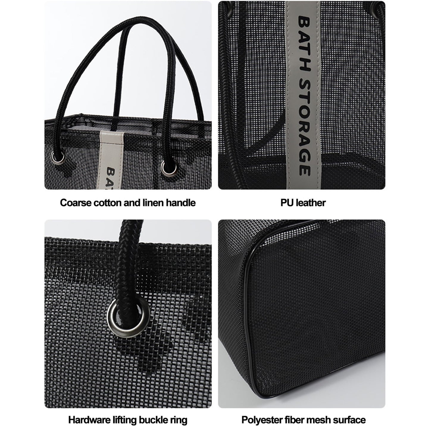Kdkad Mesh Shower Caddy Freestanding Portable Shower Tote Bag for College Dorm, Hanging Shower Caddy Dorm Basket, Bathroom, Gym, Travel, Quick Dry Hanging Shower Organizer for Toiletry Essentials 10.2×6.3×9.8 in Black