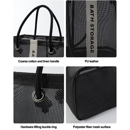 Kdkad Mesh Shower Caddy Freestanding Portable Shower Tote Bag for College Dorm, Hanging Shower Caddy Dorm Basket, Bathroom, Gym, Travel, Quick Dry Hanging Shower Organizer for Toiletry Essentials 10.2×6.3×9.8 in Black