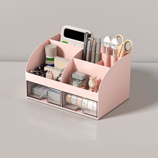 Kdkad Desk Organizer with Drawers, 2 Drawer Desktop Plastic Storage, Rectangular Office Stationery Supplies Desktop Drawers, Clear Desktop Storage Drawers for Office Supplies, Makeup Organizers 5.6Ã4.7Ã8.3 in Light blue Main Image