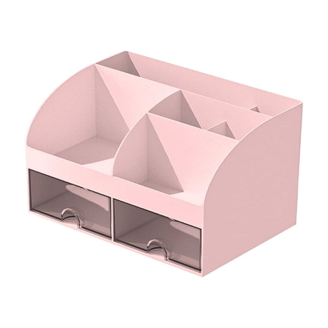 Kdkad Desk Organizer with Drawers, 2 Drawer Desktop Plastic Storage, Rectangular Office Stationery Supplies Desktop Drawers, Clear Desktop Storage Drawers for Office Supplies, Makeup Organizers 5.6Ã4.7Ã8.3 in Pink. Hover Image