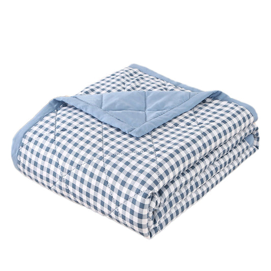 AYktou Reversible Patchwork Quilts Queen Size, 78.74x59.05in Lightweight Plaid Bedspreads Coverlets Quilt Bedding Blanket for All Seasons Light blue