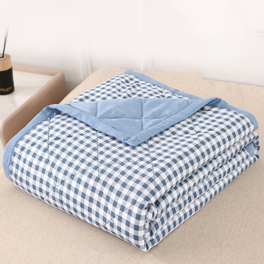 AYktou Reversible Patchwork Quilts Queen Size, 78.74x59.05in Lightweight Plaid Bedspreads Coverlets Quilt Bedding Blanket for All Seasons Light blue
