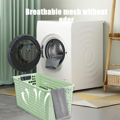 Darzheoy Laundry Basket, 2 pcs Plastic Hamper with Handles, Open Storage Bin to Organize Closets, Cabinets, Pantry, Shelving and Countertop Space, Suitable for Families and Dorms 3PC-Green