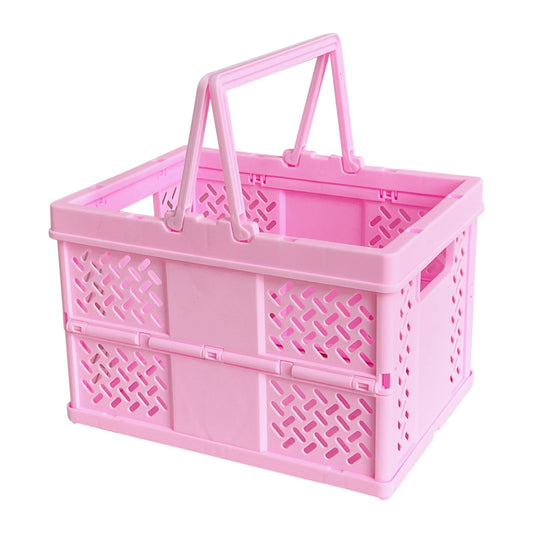 Darzheoy Large Picnic Basket, Collapsible Picnic Basket, Basket With Handle, Beach Picnic Basket, For Home, Kitchen, Camping, Picnic, Beach, Shopping Pink