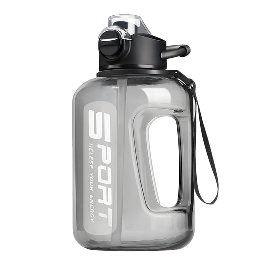 AYktou 58oz Water Bottle for All Day Hydration Big Water Bottle with Straw Measures Daily Gym Water Bottle with Handle Leakproof Sports Water Bottle for Gym Camping Outdoor(Black） Black-58oz