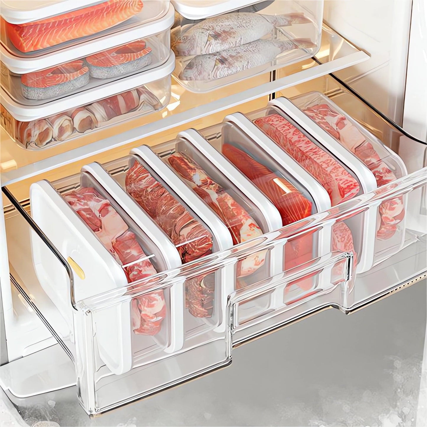 Kdkad Meat Container for Fridge, Lunch Meat Container for Refrigerator Organizers and Storage - Stackable Food Storage Boxes with Lids Cheese Keep Box for Fridge Airtight Organizer