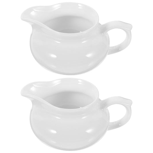YARNOW Set of 2 Ceramic Gravy Boats with Handle, Portable Sauce Dispensers for Kitchen and Dining Table