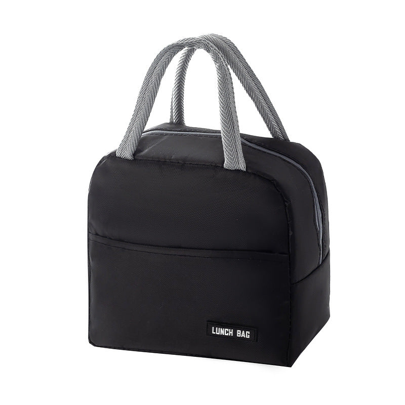 1 PC Lunch bag, thickened aluminum foil student hand-held bento bag, insulated bag, lunch box bag (black)