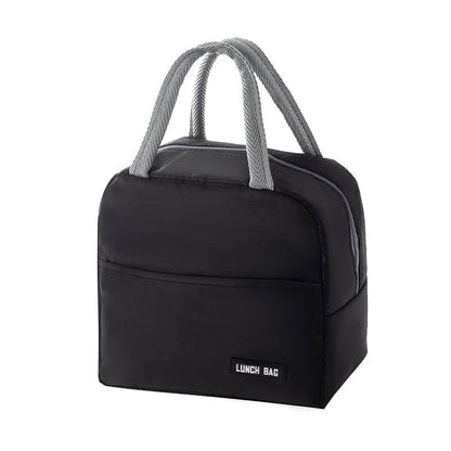 1 PC Lunch bag, thickened aluminum foil student hand-held bento bag, insulated bag, lunch box bag (black)