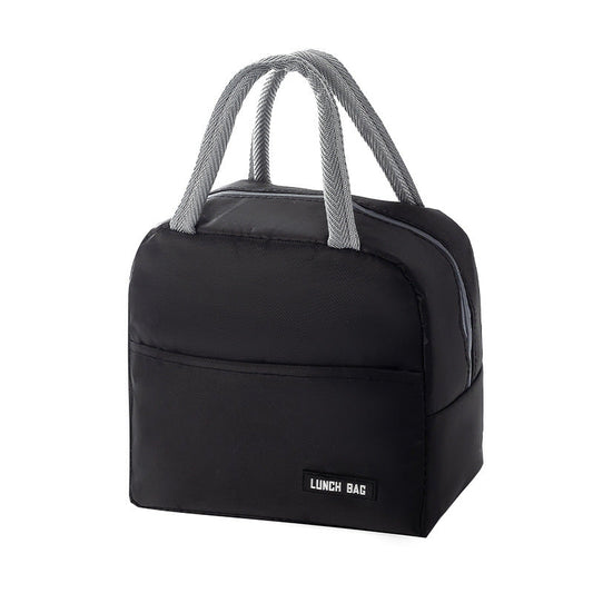 1 PC Lunch bag, thickened aluminum foil student hand-held bento bag, insulated bag, lunch box bag (black)
