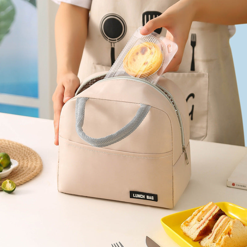 1 PC Lunch bag, thickened aluminum foil student hand-held bento bag, insulated bag, lunch box bag (black)