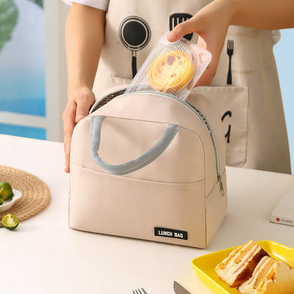 1 PC Lunch bag, thickened aluminum foil student hand-held bento bag, insulated bag, lunch box bag (black)
