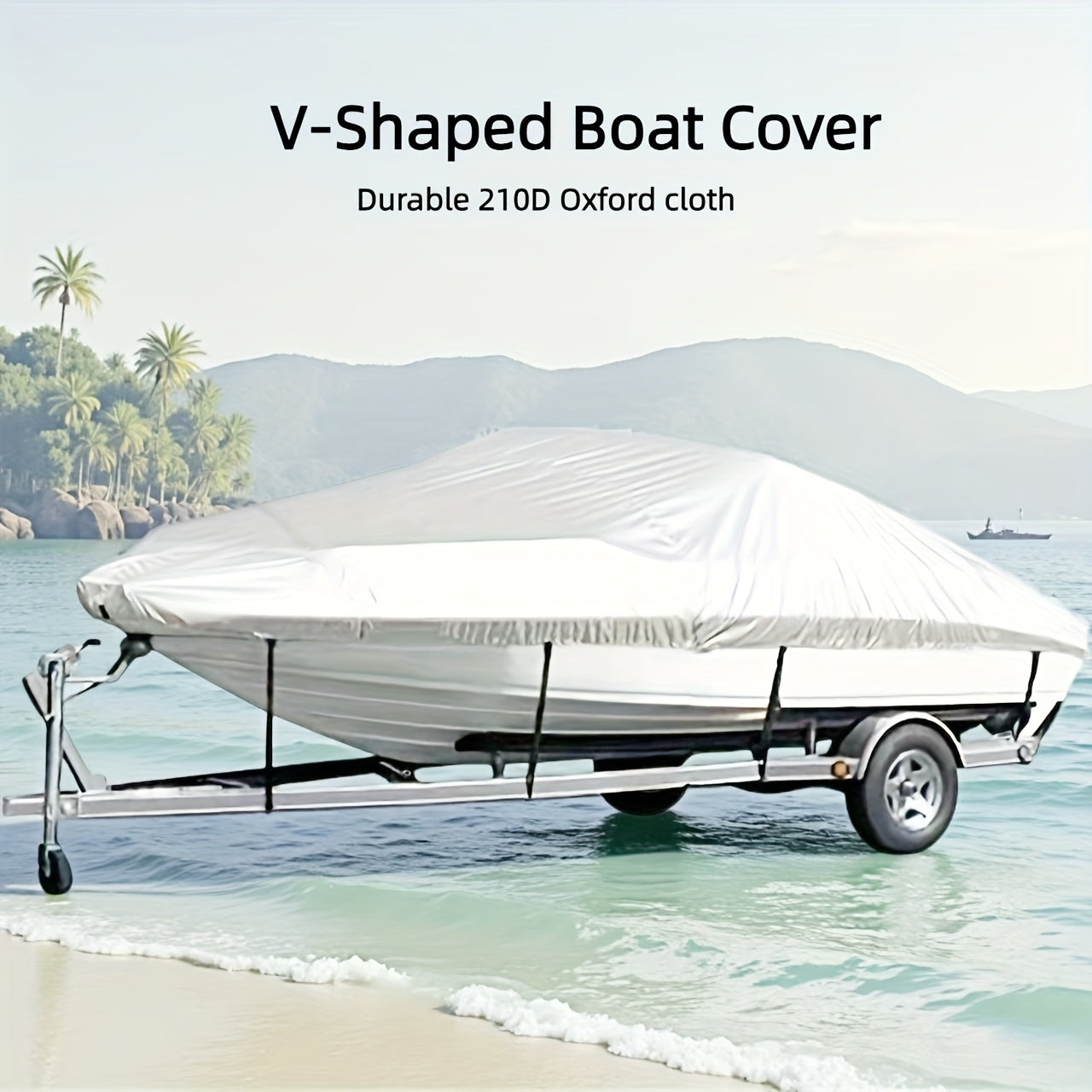 Trailerable Boat Cover â Heavy Duty Waterproof Tarp with Storage Bag, Designed for V-Hull, Fish & Ski, Runabout, Bass & Fishing Boats,17-19FTBlack.