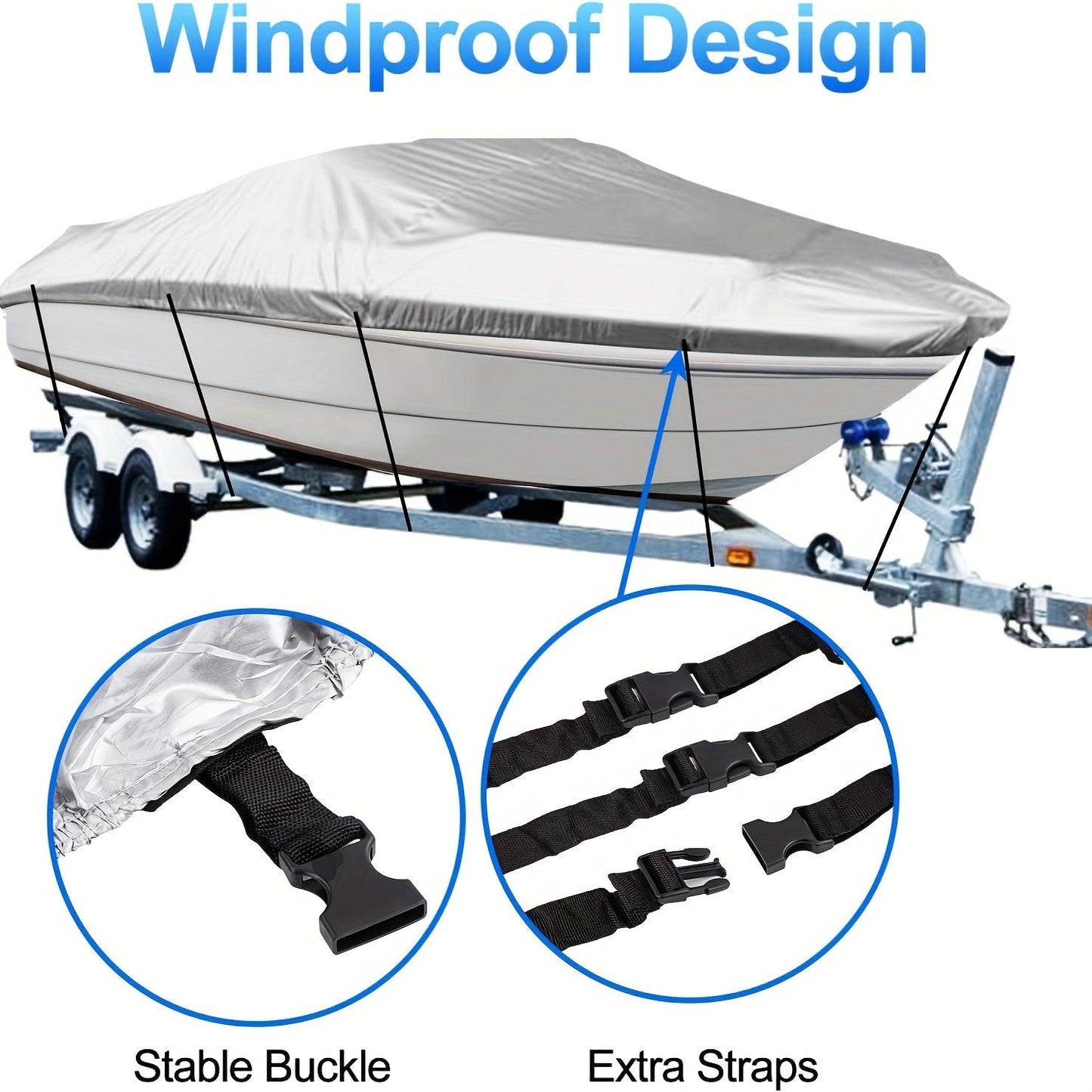 Trailerable Boat Cover â Heavy Duty Waterproof Tarp with Storage Bag, Designed for V-Hull, Fish & Ski, Runabout, Bass & Fishing Boats,20-22FTBlack.