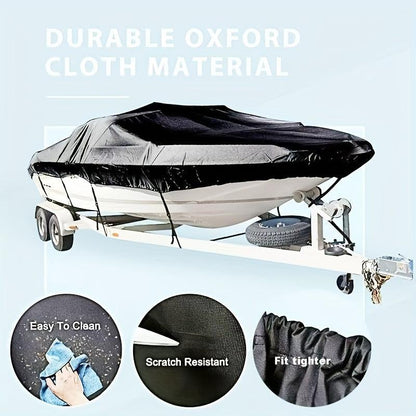 Trailerable Boat Cover â Heavy Duty Waterproof Tarp with Storage Bag, Designed for V-Hull, Fish & Ski, Runabout, Bass & Fishing Boats,20-22FTBlack.
