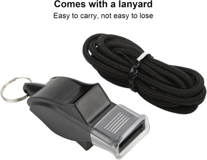 100 Pack Pea-less Plastic Whistles with Lanyards, Loud Crisp Sound Sports Whistle for Coaches, Referees & Officials, Durable Lightweight Outdoor Training Equipment.