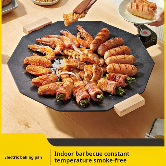 Dodecagon Electric Grill Pan Portable Outdoor Non-Stick Barbecue Cookware For Camping Picnic Smokeless Aluminum Alloy Skillet.