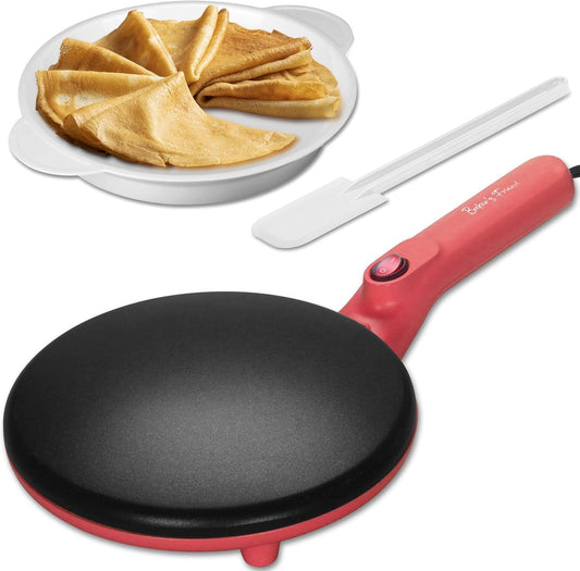 Electric Crepe Maker, 8-Inch Portable Nonstick Crepe Machine with Handle, Compact Household Pancake & Tortilla Maker for Eggs, Crepes, Blintzes, and Wraps.