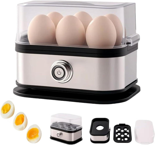 Smart Egg Cooker with Auto Shut, Multi-function Rapid Eggs Cooker Electric 6 Egg Capacity, Hard Boiled, Medium, Soft Boiled Egg Cooker with Knob Controled Auto Shut-Off Function.