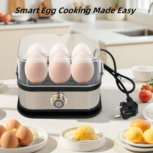 Smart Egg Cooker with Auto Shut, Multi-function Rapid Eggs Cooker Electric 6 Egg Capacity, Hard Boiled, Medium, Soft Boiled Egg Cooker with Knob Controled Auto Shut-Off Function.