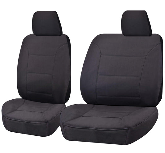 Seat Covers for TOYOTA LANDCRUISER 60.70.80 SERIES HZJ-HDJ-FZJ 1981 - 2010 TROOP CARRIER 4X4 SINGLE CAB CHASSIS FRONT BUCKET + _ BENCH CHARCOAL ALL TERRAIN.