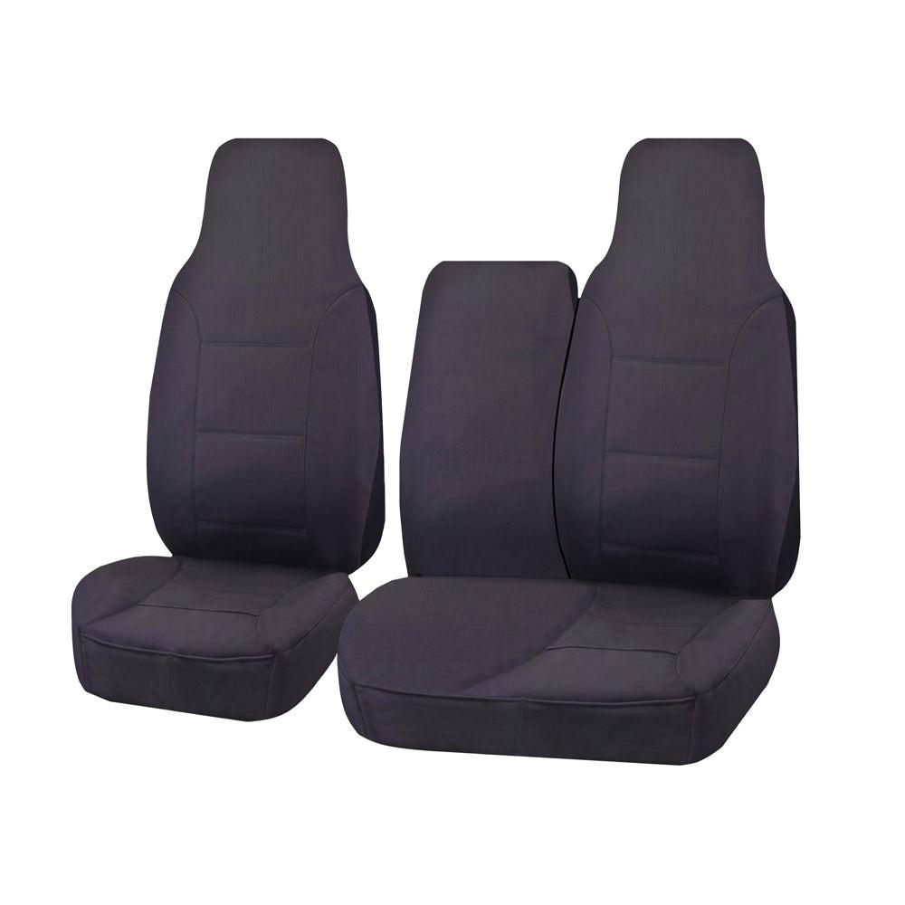 Seat Covers for TOYOTA HI ACE TRH-KDH SERIES 03/2005 - 2015 LWB UTILITY VAN FRONT HIGH BUCKET + _ BENCH WITH FOLD DOWN ARMREST/TRAY CHARCOAL CHALLENGER.