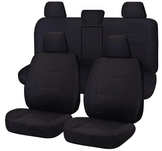 Seat Covers for TOYOTA HILUX 08/2015 - ON DUAL CAB UTILITY FR 40/60 SPLIT BASE WITH A/REST BLACK CHALLENGER.