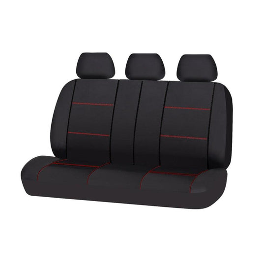 Universal Lavish Rear Seat Cover Size 06/08S | Black/Red Stitching.