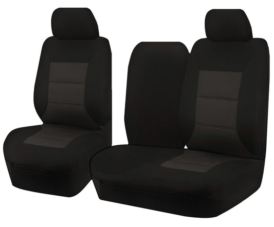 Seat Covers for TOYOTA LANDCRUISER 100 SERIES 1998 - 2015 STANDARD HZJ-FZJ105R FRONT BUCKET + _ BENCH WITH FOLD DOWN ARMREST/CUP HOLDER BLACK PREMIUM.