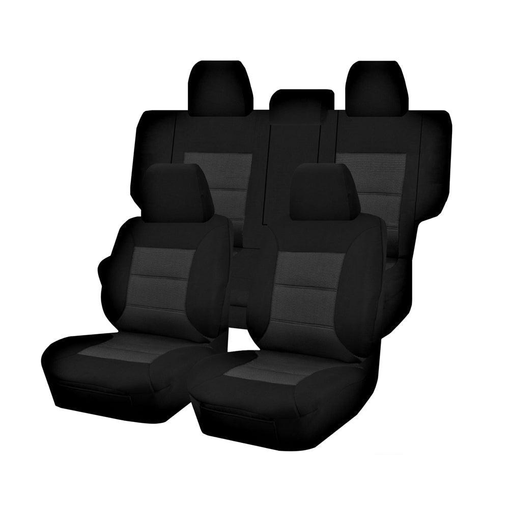 Seat Covers for MITSUBISHI PAJERO NS.NT.NW.NX SERIES 11/2006 - ON LWB 4X4 SUV/WAGON 7 SEATERS FM BLACK PREMIUM.