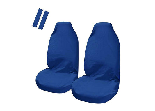 Universal Pulse Throwover Front Seat Covers - Bonus Seat Belt Buddies | Blue.
