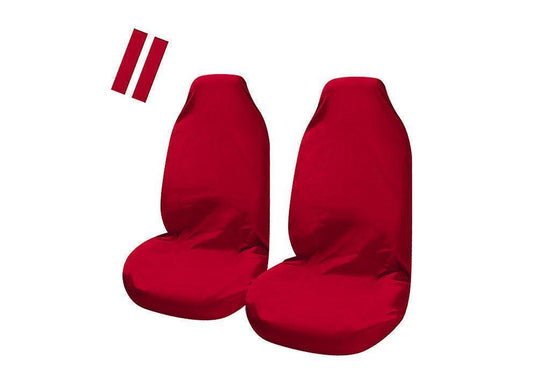 Universal Pulse Throwover Front Seat Covers - Bonus Seat Belt Buddies | Red.