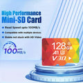 1PCS 128G Memory Cards, U3 A1 Class 10, Up To 100MB/s, Micro SD TF For Security Monitor/Full HD Video Recording/Tablet/Phone/ Surveillance Camera/Dash Camera/Car Speaker/Game Console.