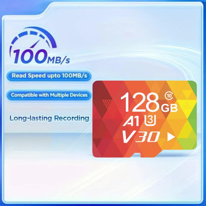 1PCS 128G Memory Cards, U3 A1 Class 10, Up To 100MB/s, Micro SD TF For Security Monitor/Full HD Video Recording/Tablet/Phone/ Surveillance Camera/Dash Camera/Car Speaker/Game Console.