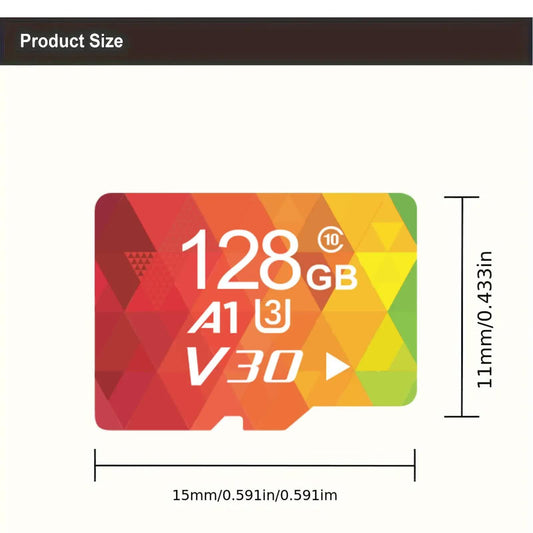 2PCS 128G Memory Cards, U3 A1 Class 10, Up To 100MB/s, Micro SD TF For Security Monitor/Full HD Video Recording/Tablet/Phone/ Surveillance Camera/Dash Camera/Car Speaker/Game Console.