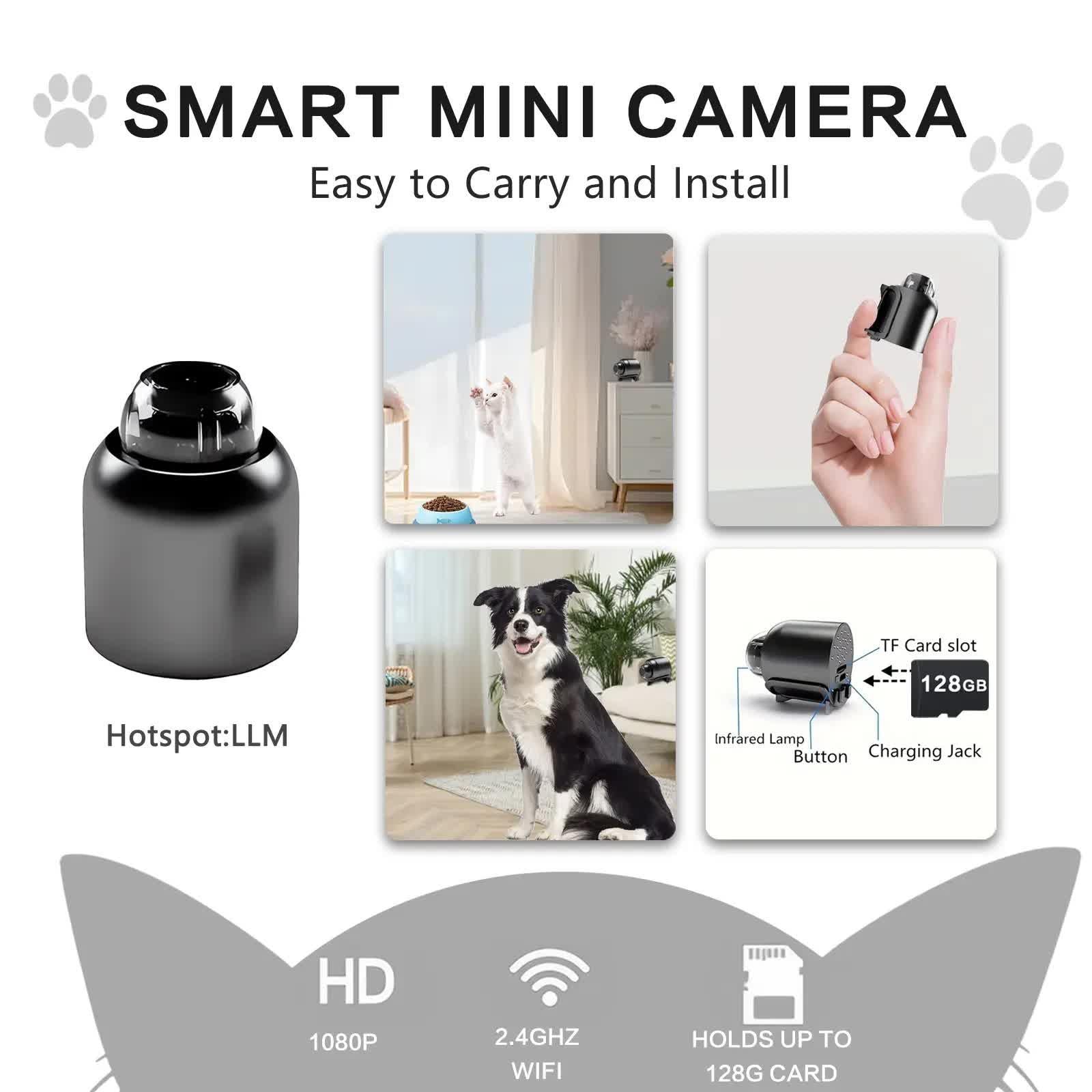 Wireless Surveillance Camera X5 6pcs â 2.4GHz WiFi, night vision, HD, 360 rotation, black. Home/office use, modern design, durable. Wireless, flexible installation, reliable monitoring. Clear imaging, all-around coverage for smart safeguarding.