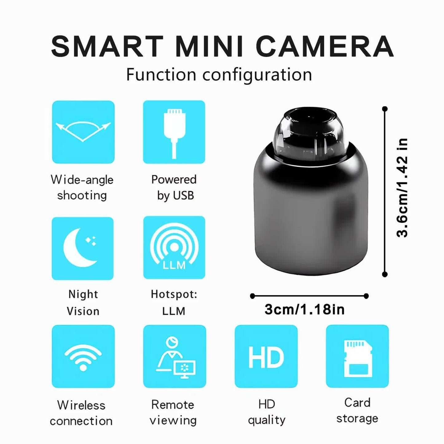 3pcs Mini Wireless Surveillance Camera with 2.4G WiFi, HD 1080P, Supports 64GB Cards, Night Vision, Audio, USB Power, Remote View, Wide-angle, Easy To Carry, for Home, Pet, Bedroom, Black Fridays.ï¼Optional monitoring card setï¼.