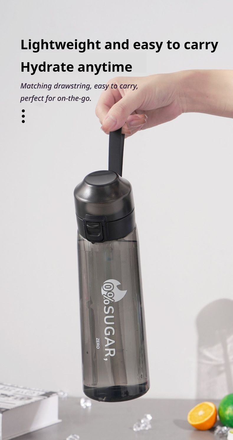 0 Sugar 0 Calorie Scented Water Bottle Transparent black 7 rings