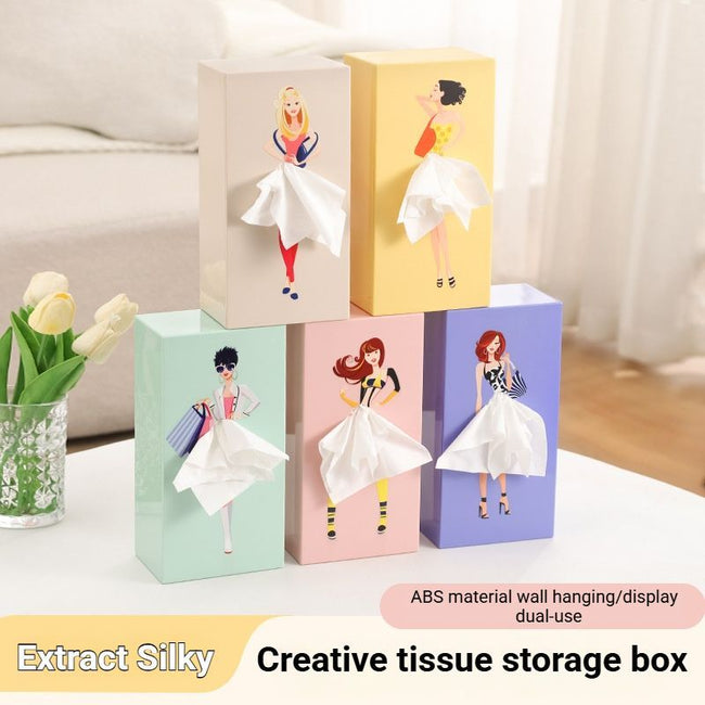Charming White Peach Pink Princess Tissue Box Holder Main Image
