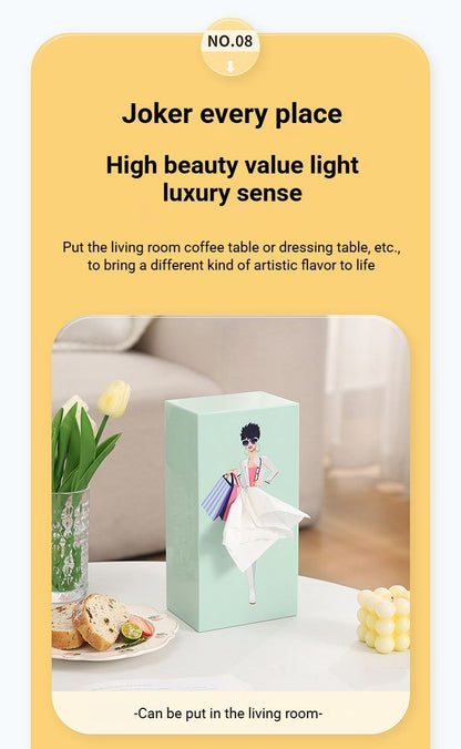 Charming White Peach Pink Princess Tissue Box Holder