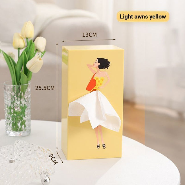 Elegant Light Mango Yellow Princess Tissue Box Holder Hover Image